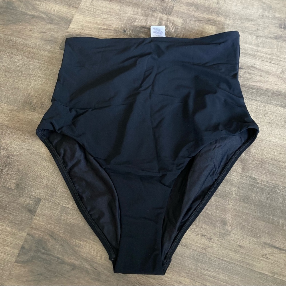 NWT Jets Australia Anthropologie Set Ultra High Waisted Black Bikini Bottoms 8